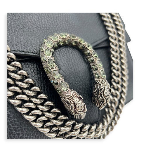 Dionysus Shoulder Bag Medium Black in Calfskin, Silver hardware