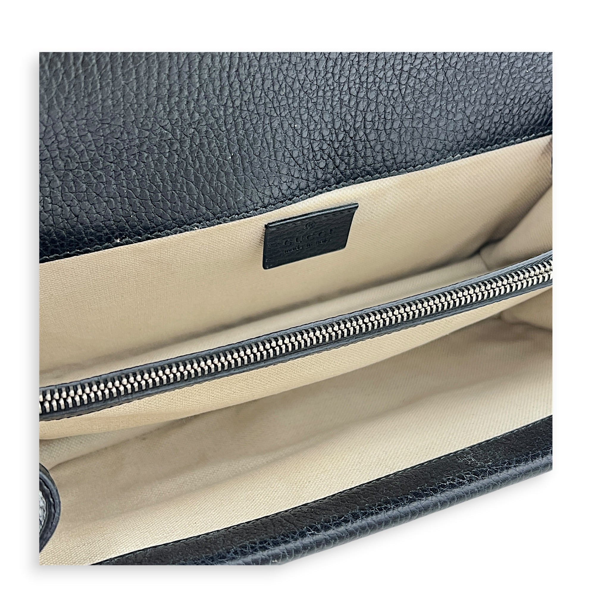 Dionysus Shoulder Bag Medium Black in Calfskin, Silver hardware