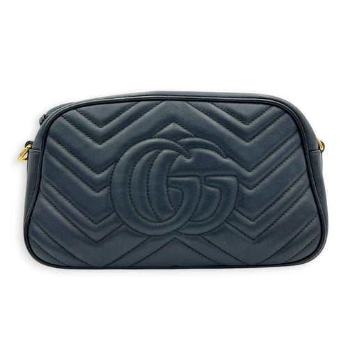 GG Marmont Shoulder Bag Small Black in Calfskin, Gold hardware