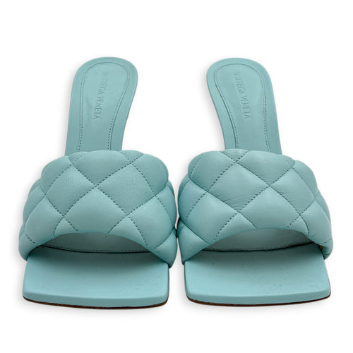 Lido Padded 37.5 Blue Heels in Lambskin,  hardware