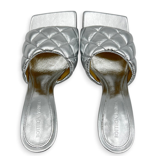 Lido Padded Silver Heels in Nappa Leather,  hardware