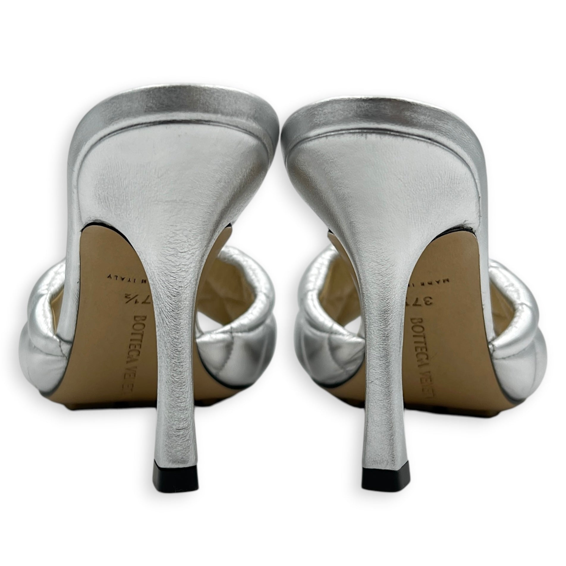 Lido Padded Silver Heels in Nappa Leather,  hardware