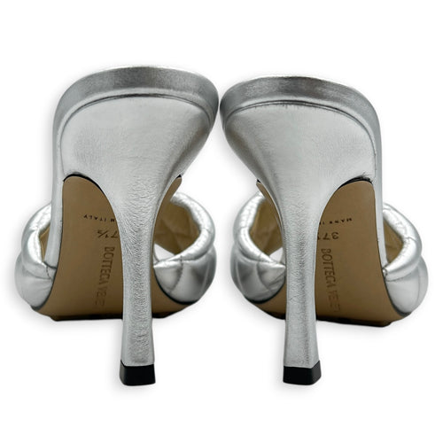 Lido Padded Silver Heels in Nappa Leather,  hardware
