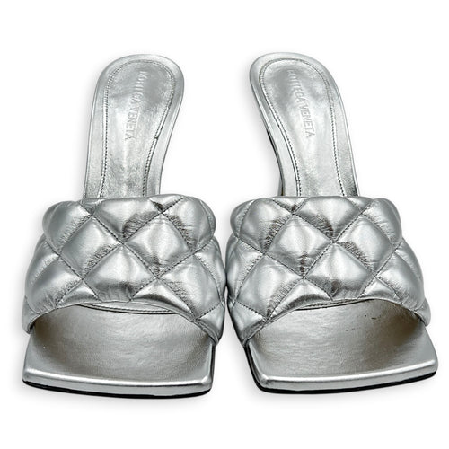 Lido Padded Silver Heels in Nappa Leather,  hardware