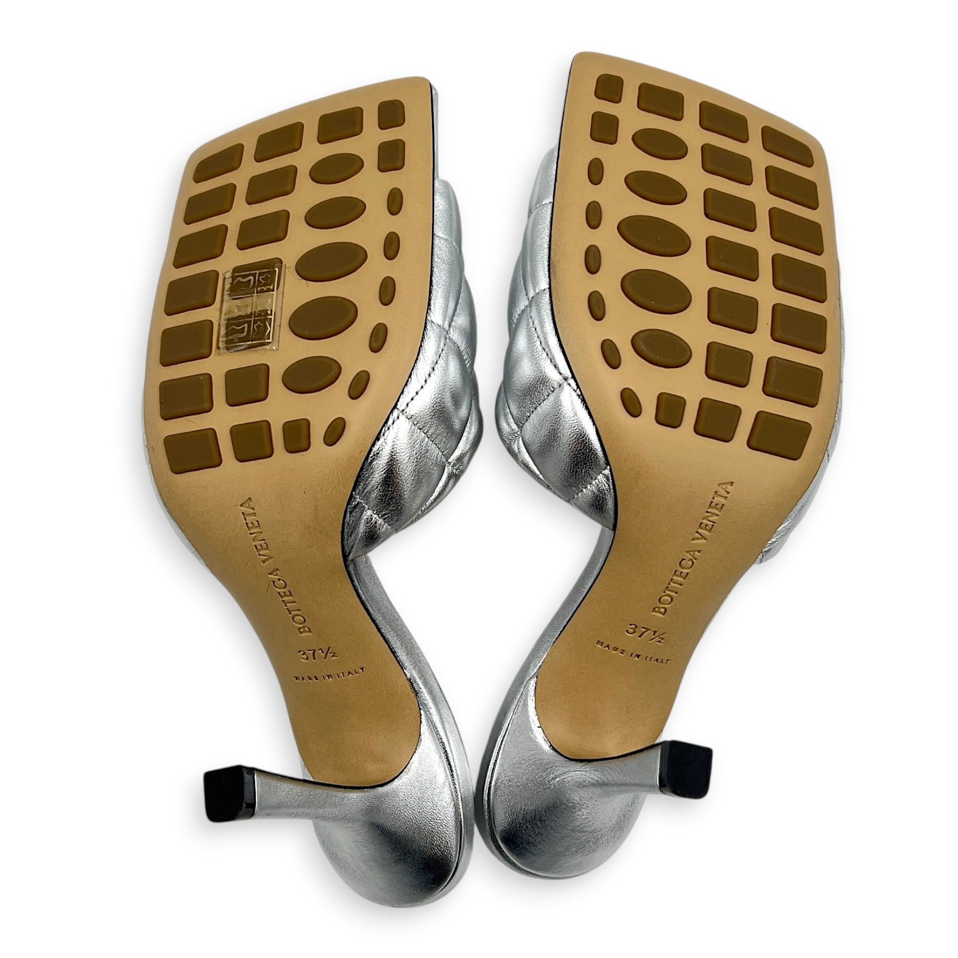 Lido Padded Silver Heels in Nappa Leather,  hardware