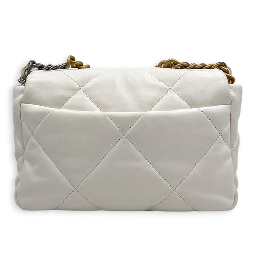 C19 Small White Top Handle Bag in Lambskin, Mixed hardware