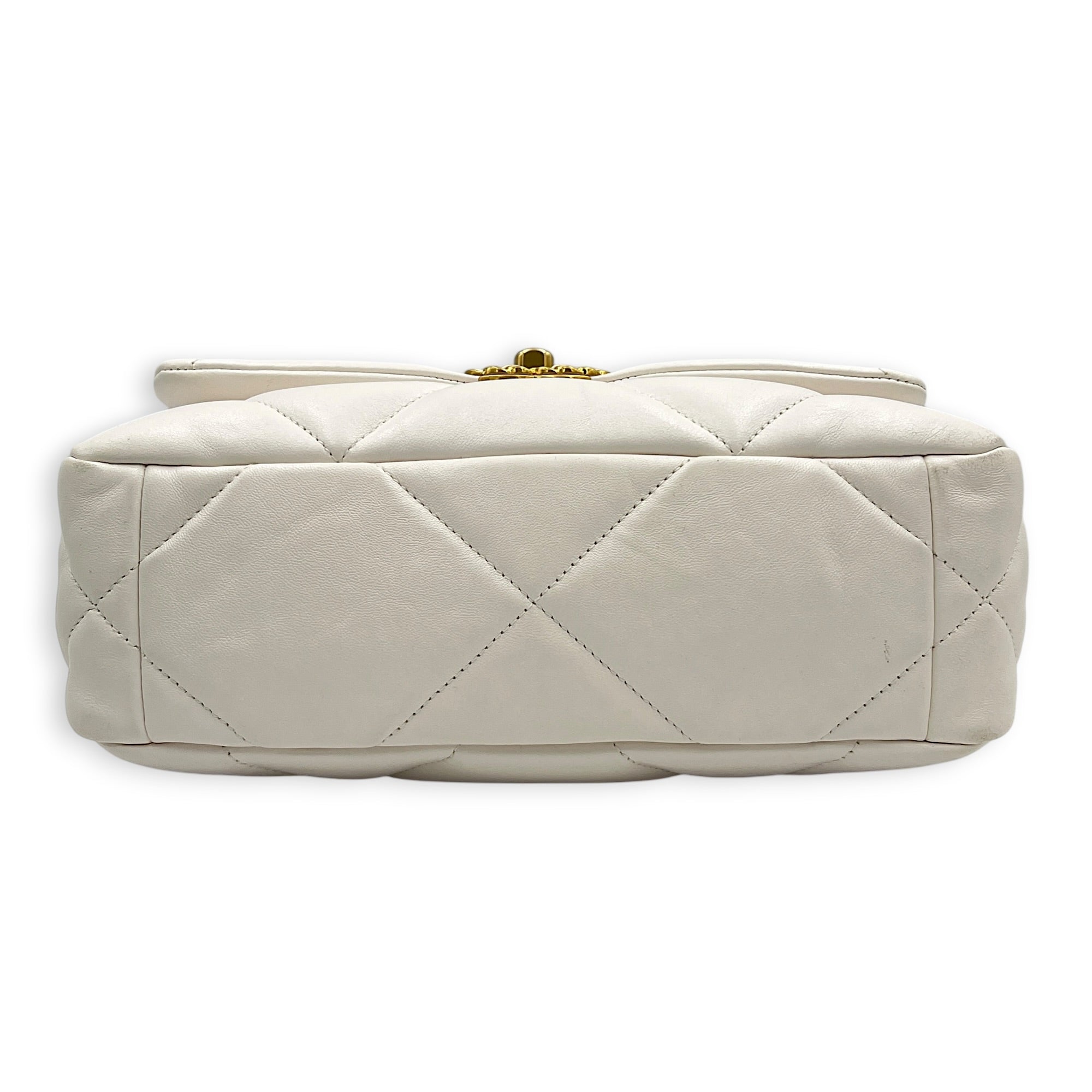 C19 Small White Top Handle Bag in Lambskin, Mixed hardware