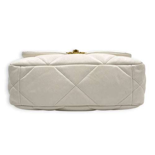C19 Small White Top Handle Bag in Lambskin, Mixed hardware