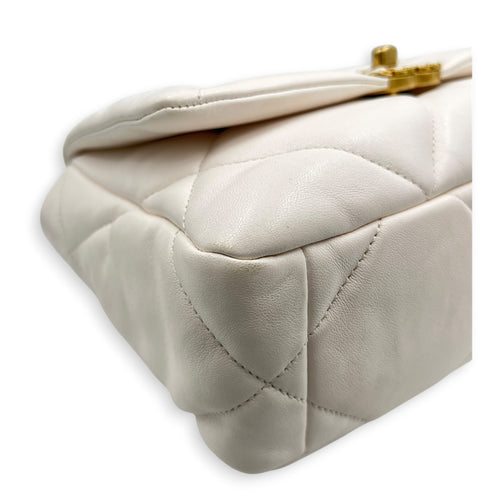 C19 Small White Top Handle Bag in Lambskin, Mixed hardware