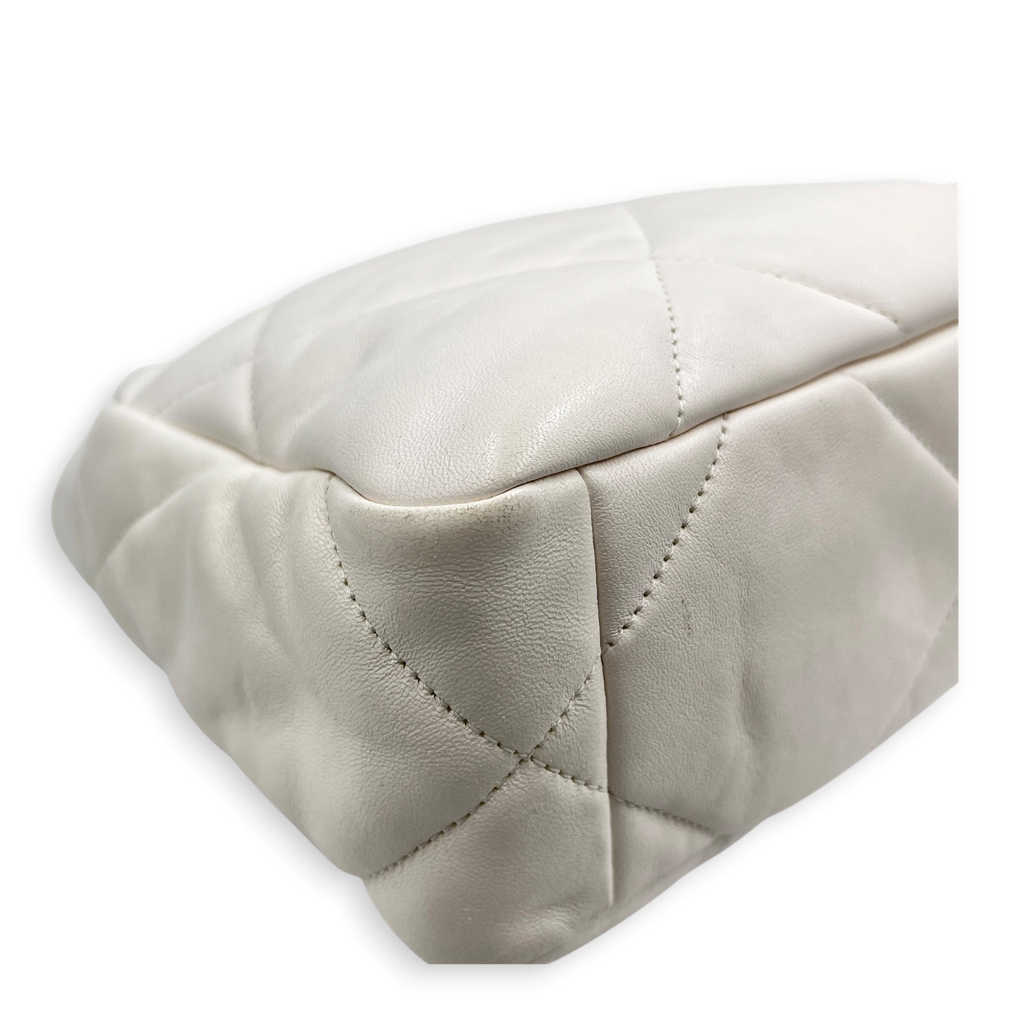 C19 Small White Top Handle Bag in Lambskin, Mixed hardware