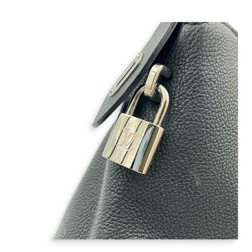 Lockit Top Handle Bag MM Noir in Taurillon Leather, Silver hardware