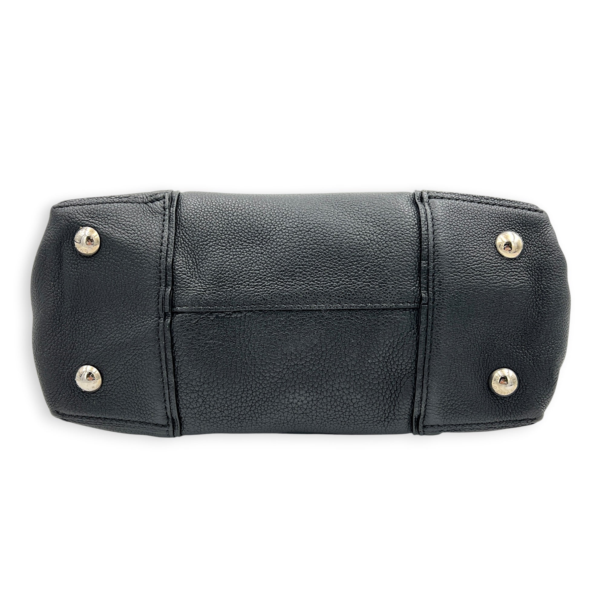 Lockit Top Handle Bag MM Noir in Taurillon Leather, Silver hardware