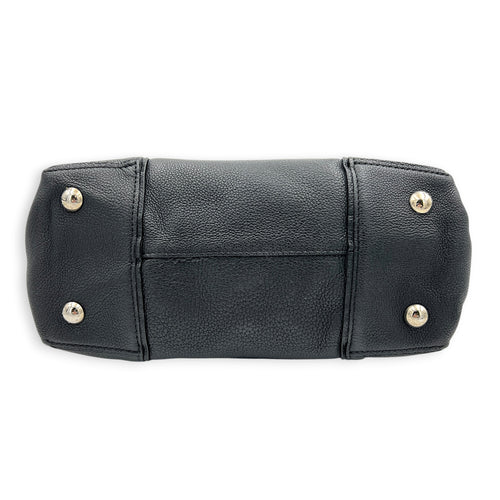 Lockit Top Handle Bag MM Noir in Taurillon Leather, Silver hardware