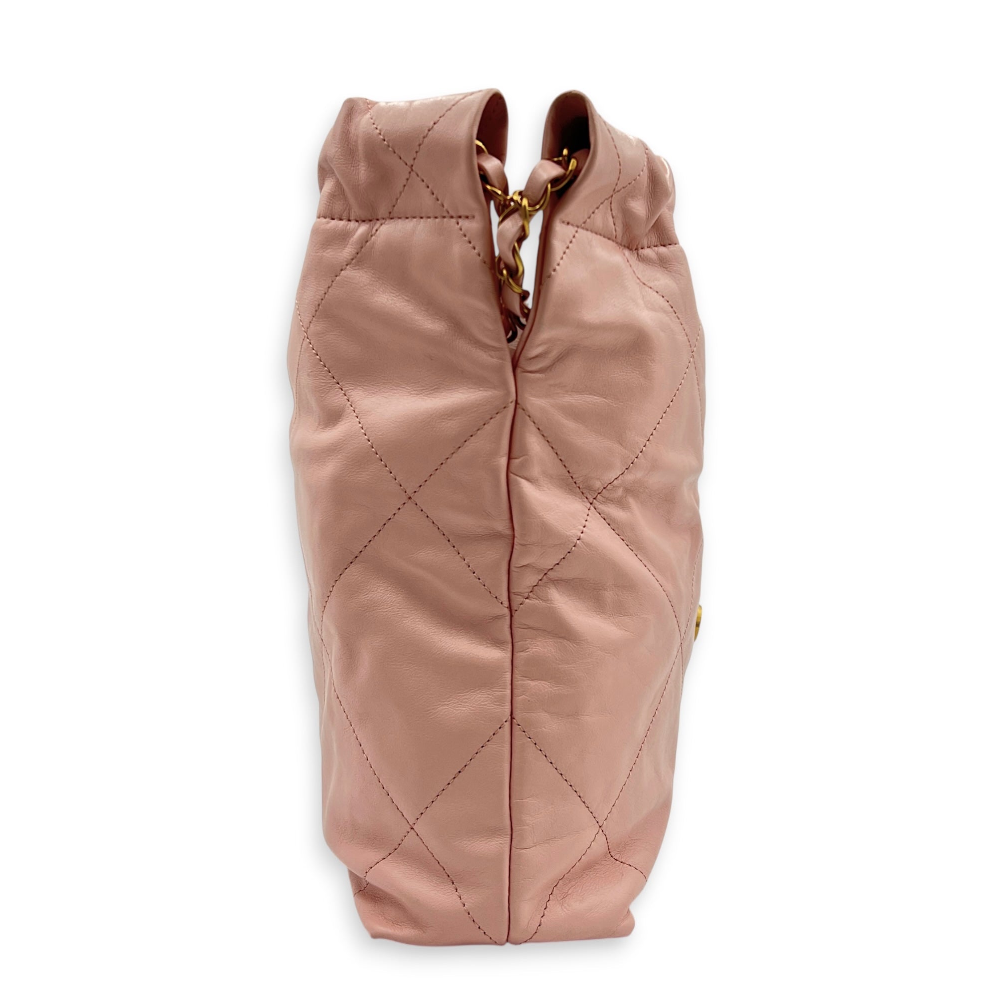 22 Tote Shoulder Bag Light Pink in Calfskin, Gold hardware