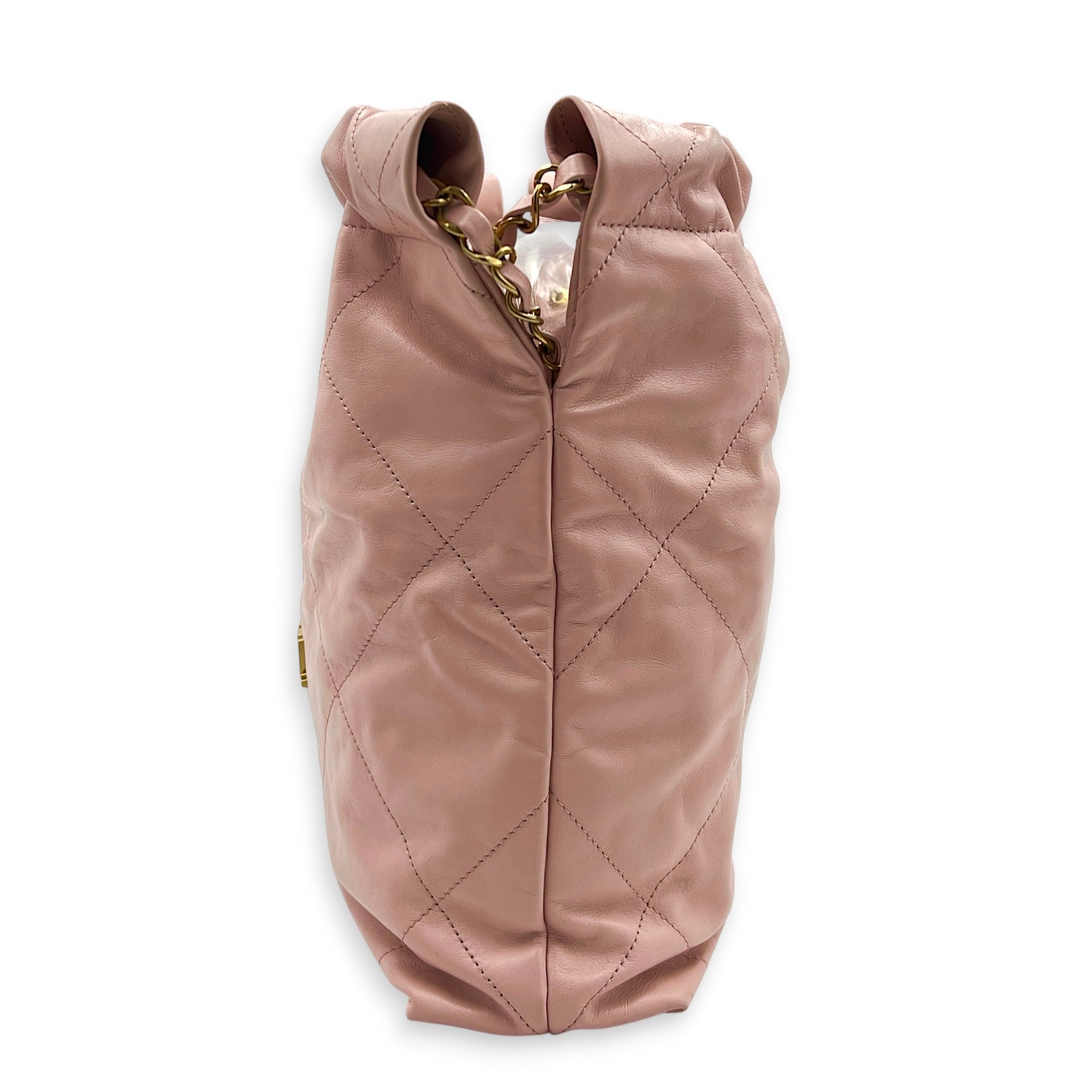 22 Tote Shoulder Bag Light Pink in Calfskin, Gold hardware