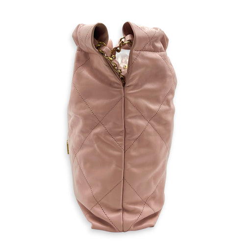 22 Tote Shoulder Bag Light Pink in Calfskin, Gold hardware