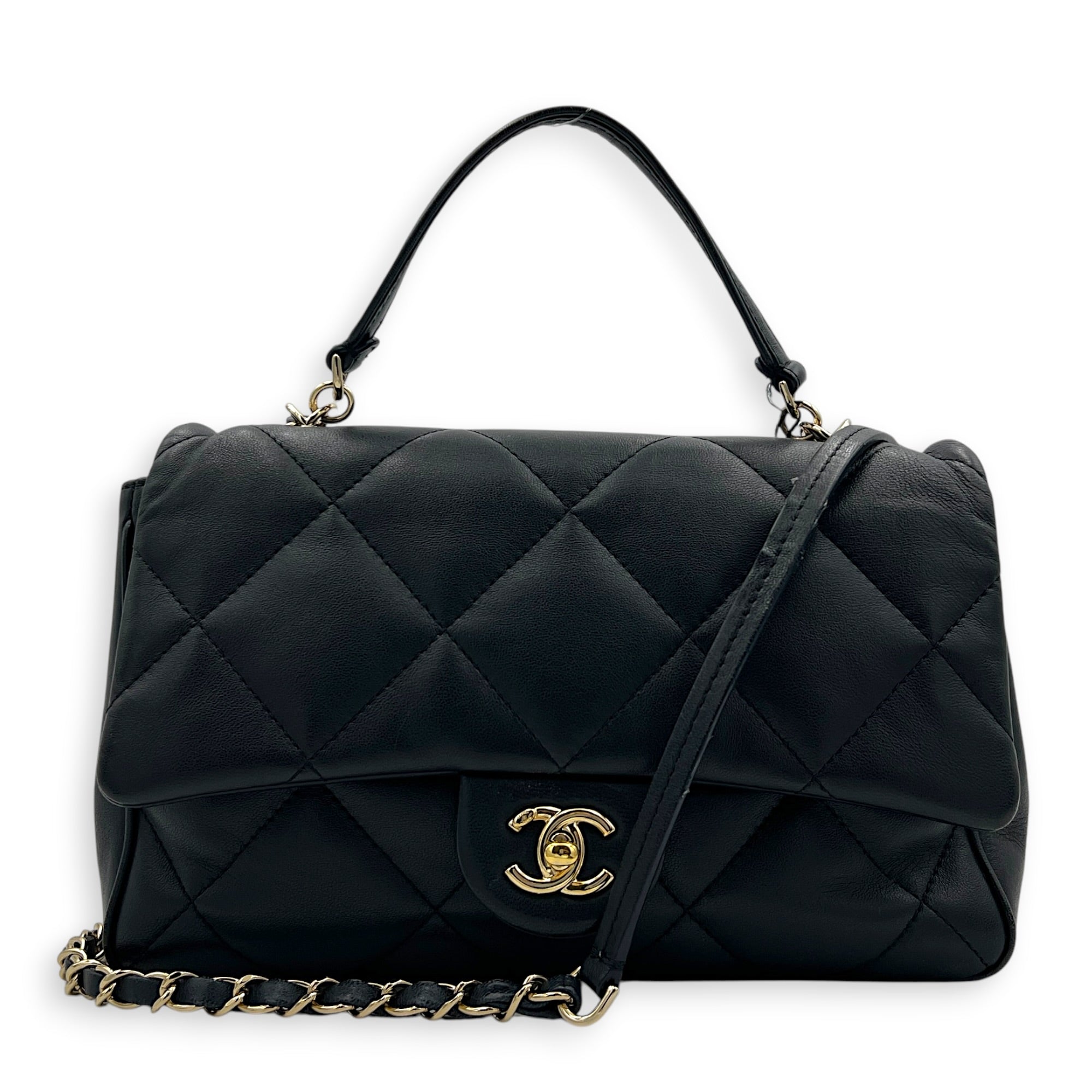 CC Top Handle Bag Blue in Calfskin, Gold hardware