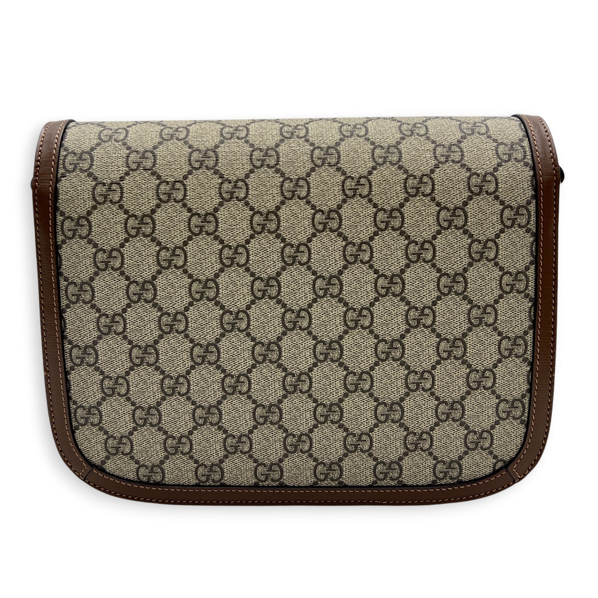 Horsebit 1955 Shoulder Bag Brown in Coated Canvas, Gold hardware