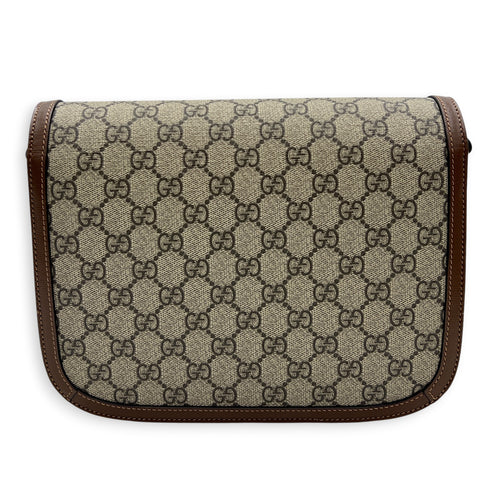 Horsebit 1955 Shoulder Bag Brown in Coated Canvas, Gold hardware