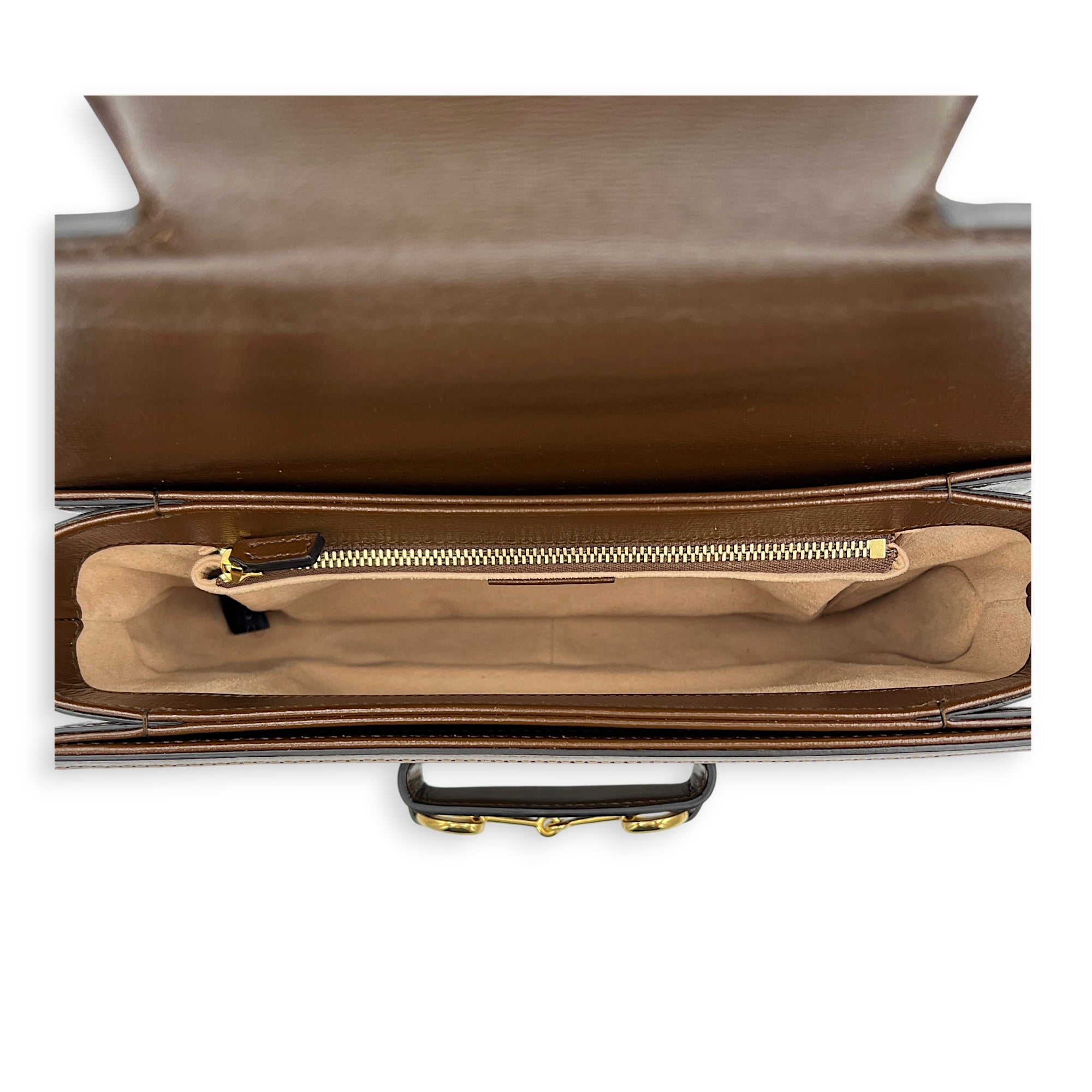 Horsebit 1955 Shoulder Bag Brown in Coated Canvas, Gold hardware