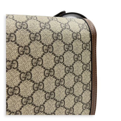 Horsebit 1955 Shoulder Bag Brown in Coated Canvas, Gold hardware