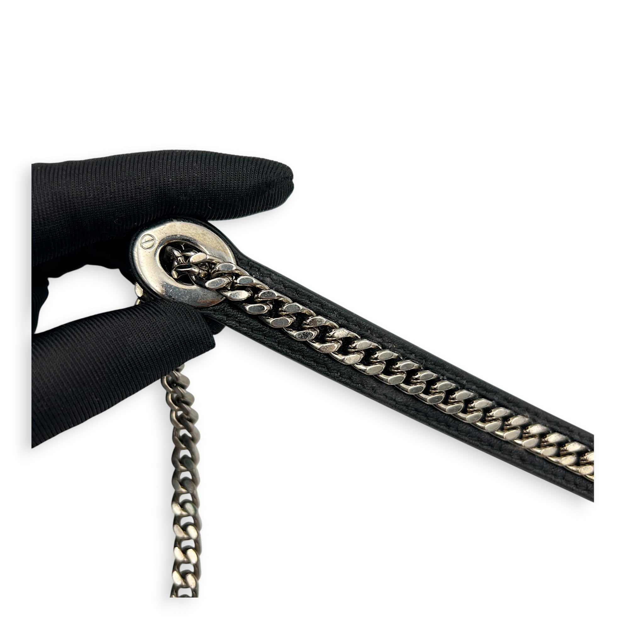 Lady Dior Top Handle Bag Mini Black in Lambskin, Silver hardware