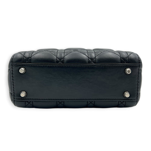 Lady Dior Top Handle Bag Mini Black in Lambskin, Silver hardware