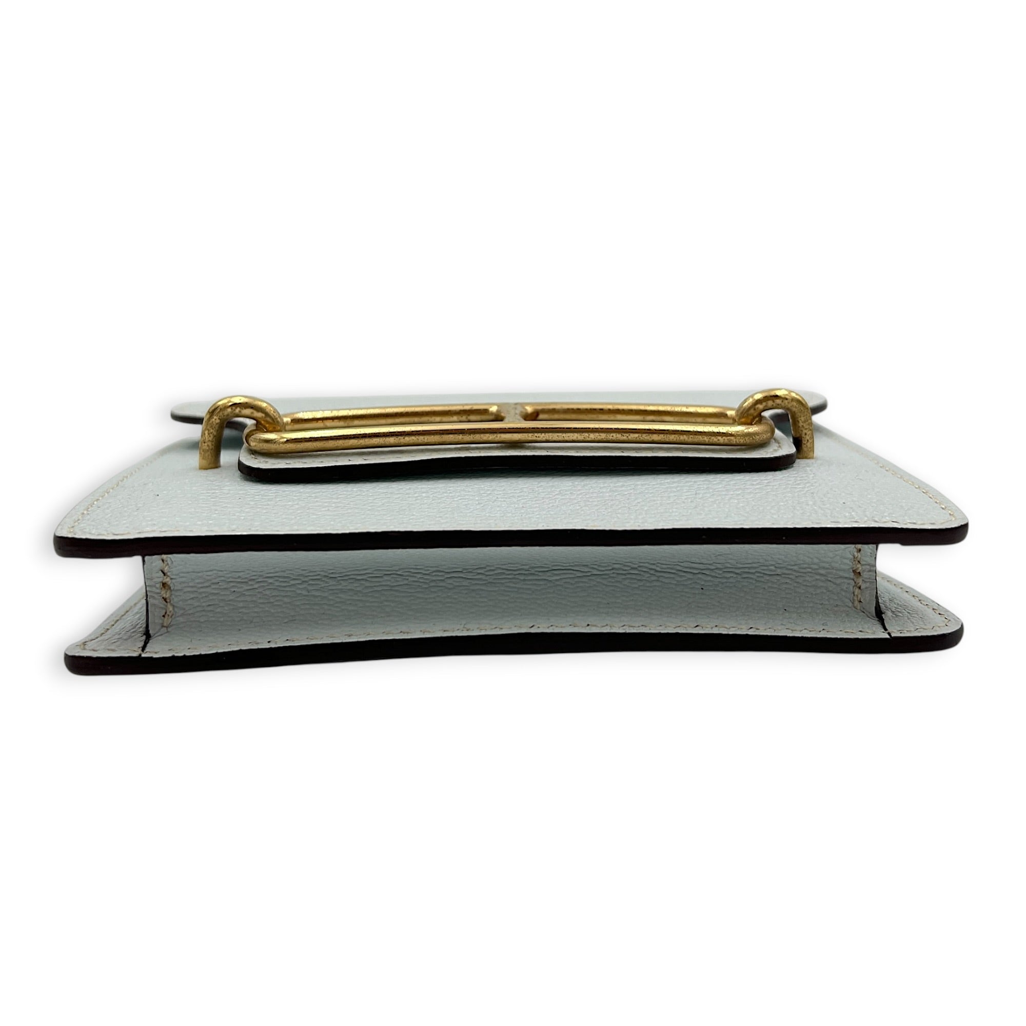 Roulis Slim Blue Glacier in Chevre Leather, Gold hardware