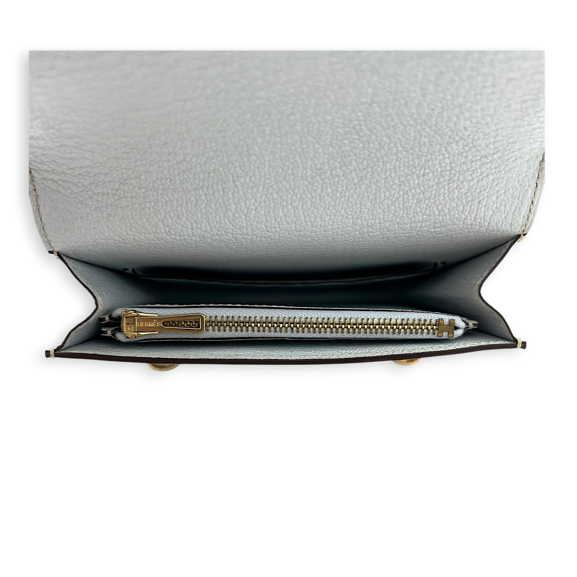 Roulis Slim Blue Glacier in Chevre Leather, Gold hardware