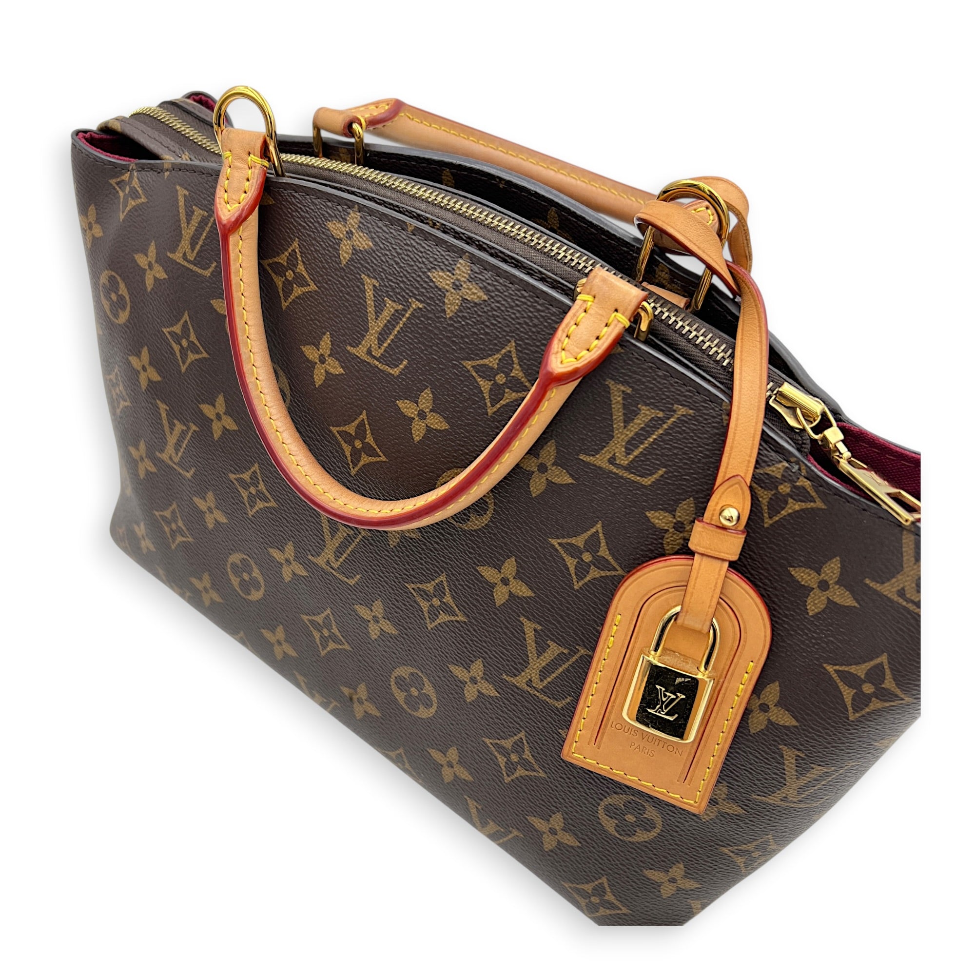 Petit Palais Top Handle Bag Brown in Monogram Coated Canvas, Gold hardware