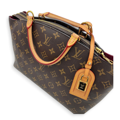 Petit Palais Top Handle Bag Brown in Monogram Coated Canvas, Gold hardware