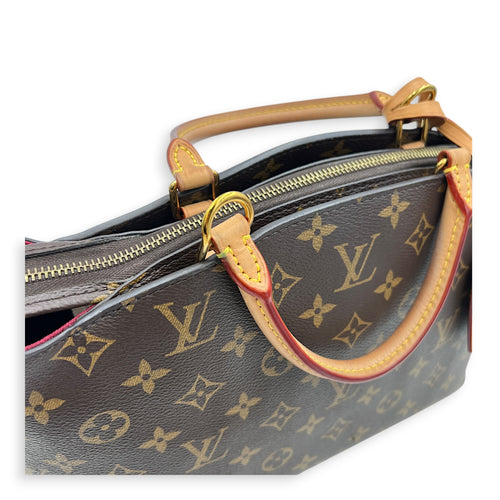 Petit Palais Top Handle Bag Brown in Monogram Coated Canvas, Gold hardware