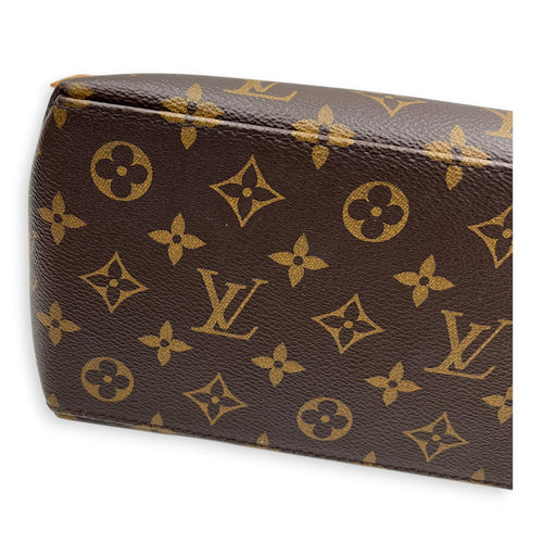 Petit Palais Top Handle Bag Brown in Monogram Coated Canvas, Gold hardware