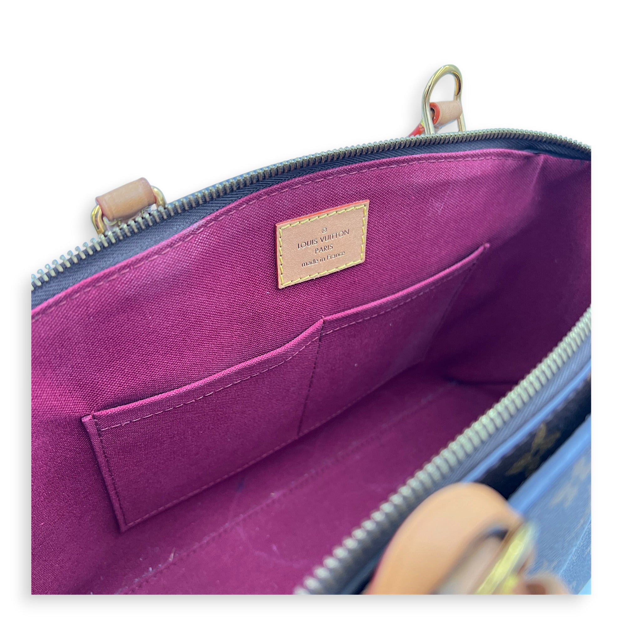 Petit Palais Top Handle Bag Brown in Monogram Coated Canvas, Gold hardware