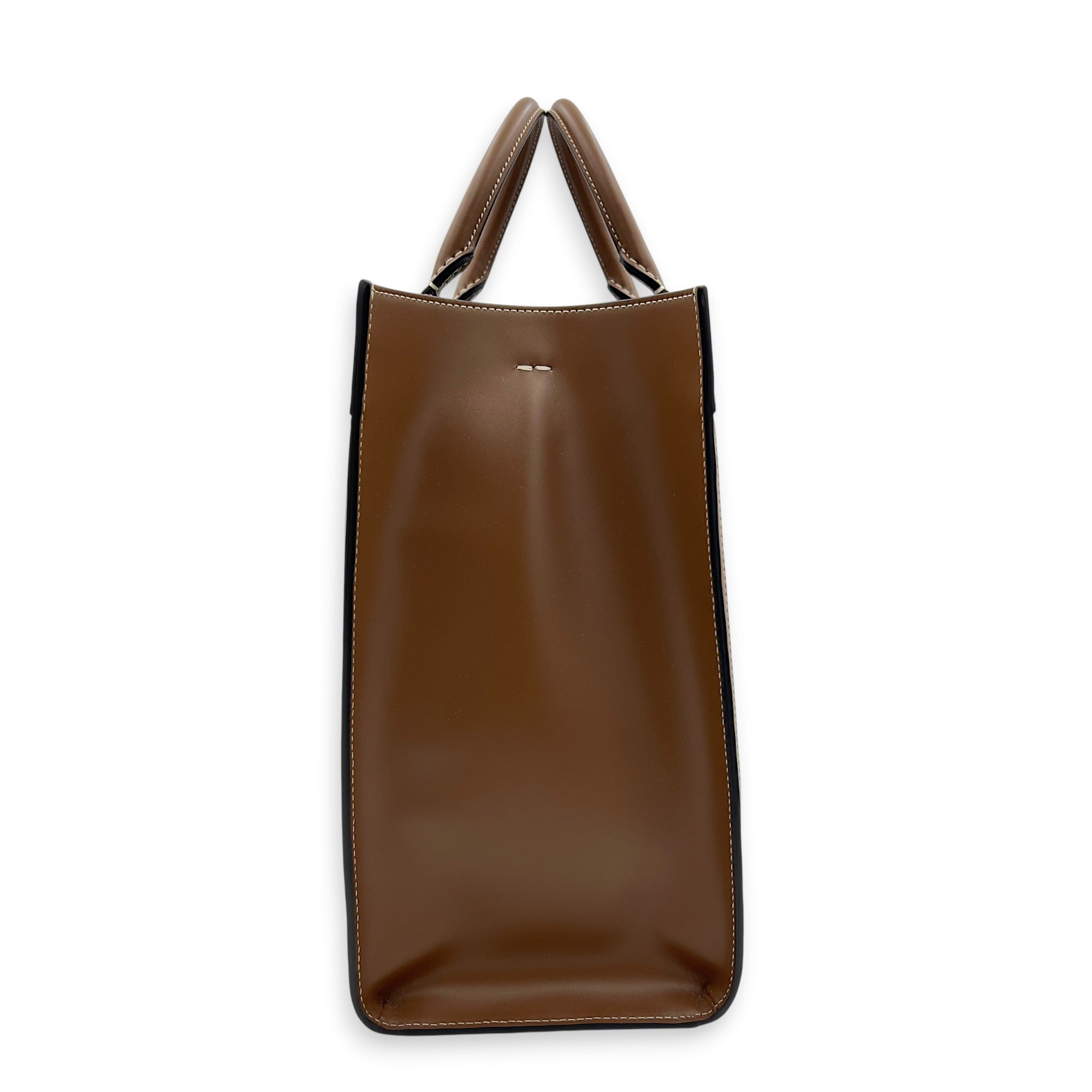 Sunshine Brown Tote Bag in Raffia, Gold hardware