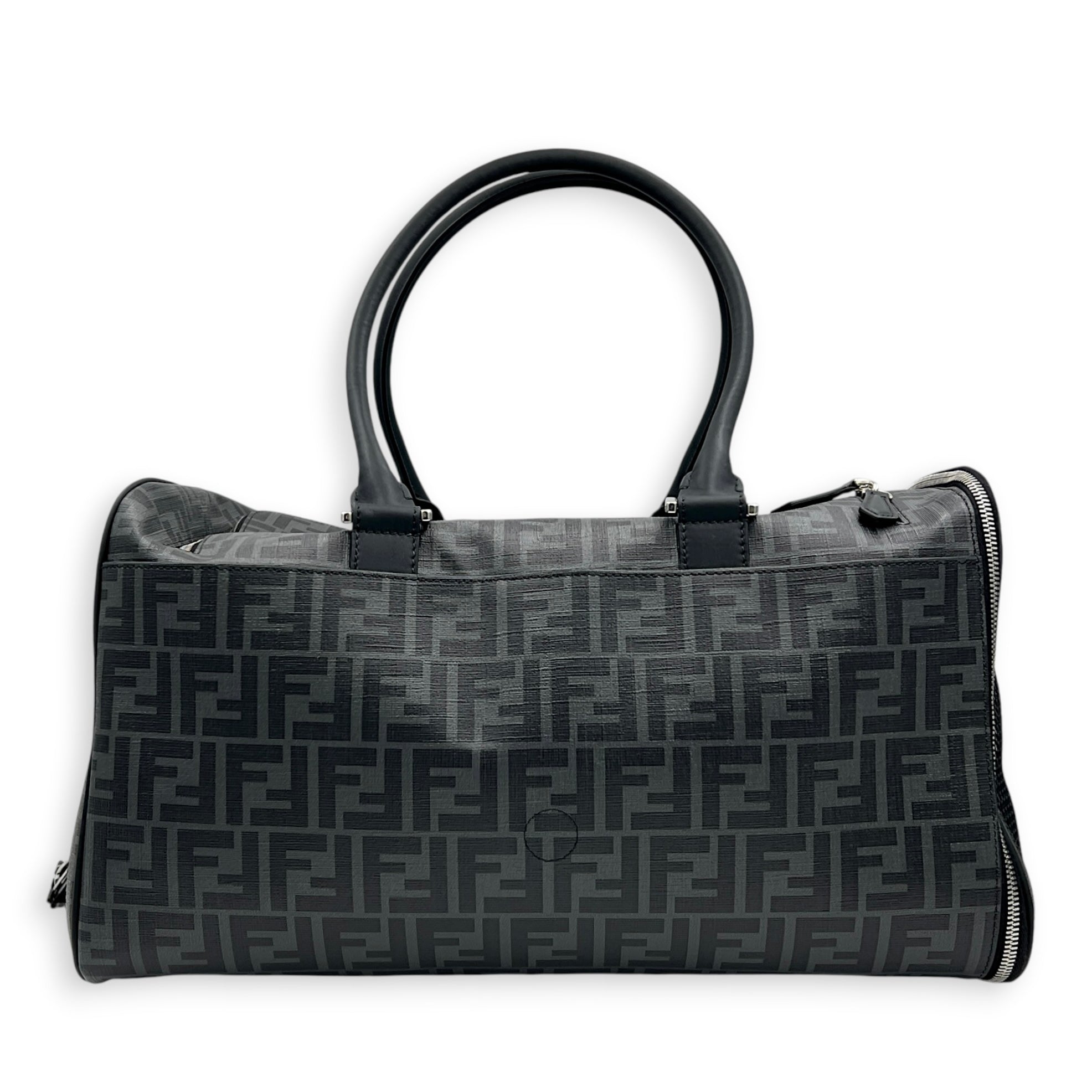 FF Black Pet Carrier in Coated Canvas, Silver hardware