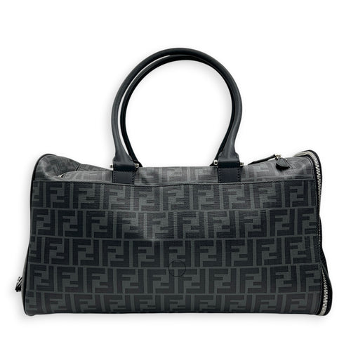 FF Black Pet Carrier in Coated Canvas, Silver hardware