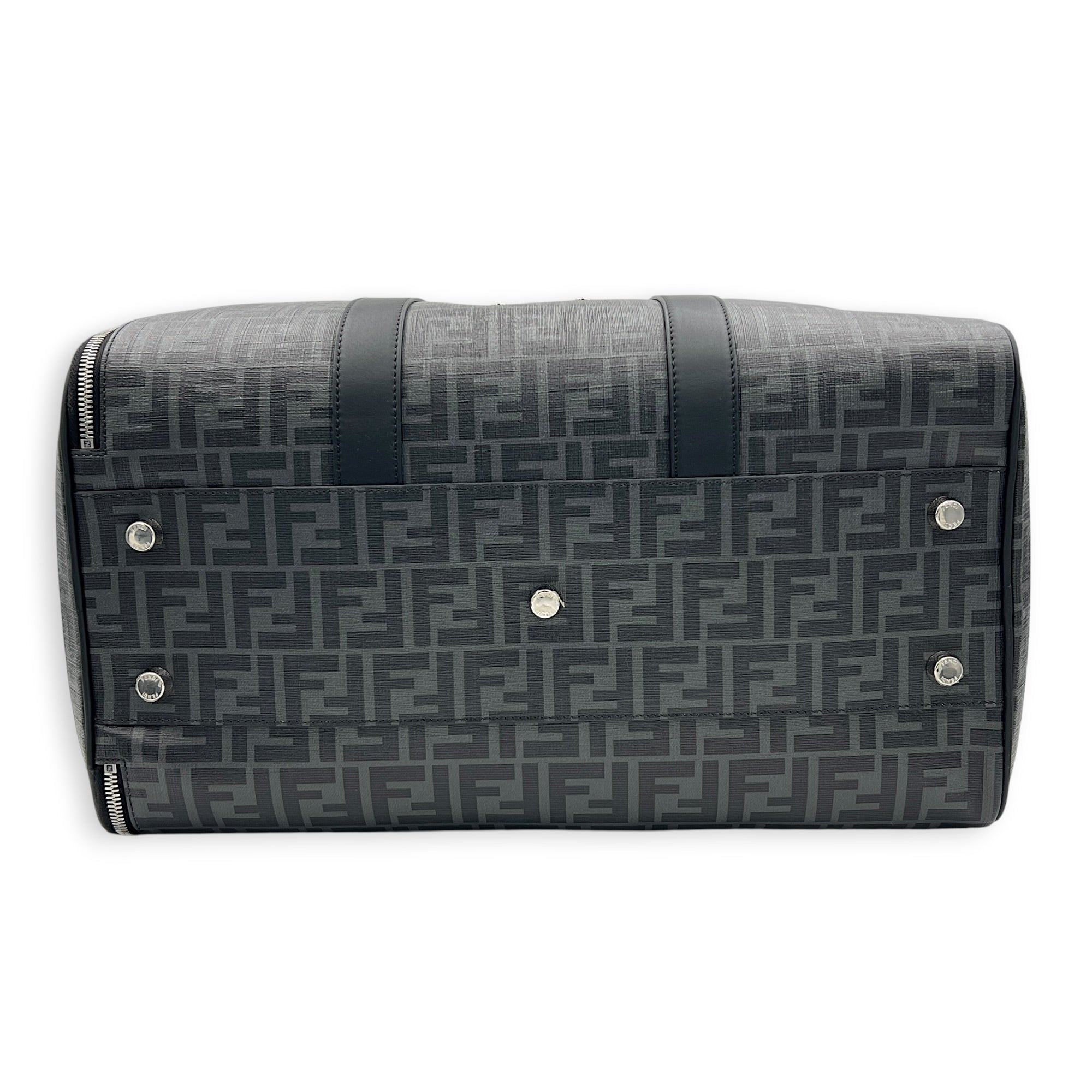 FF Black Pet Carrier in Coated Canvas, Silver hardware