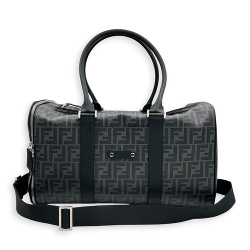 FF Black Pet Carrier in Coated Canvas, Silver hardware