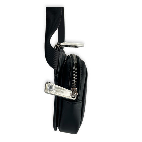 Diagonal FF Grey Belt Bag in Coated Canvas, Silver hardware