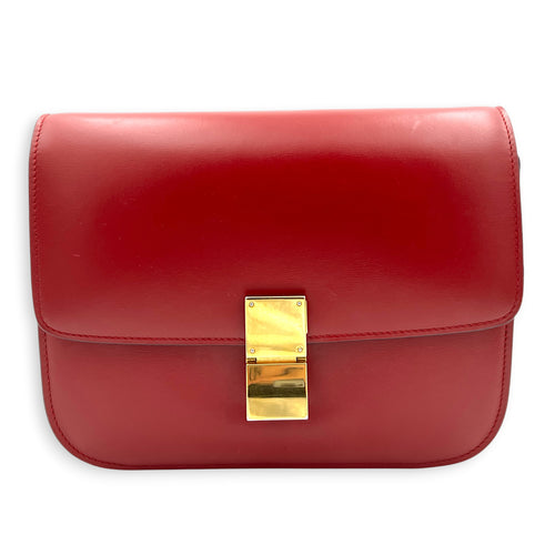 Box Shoulder Bag Red, Gold hardware