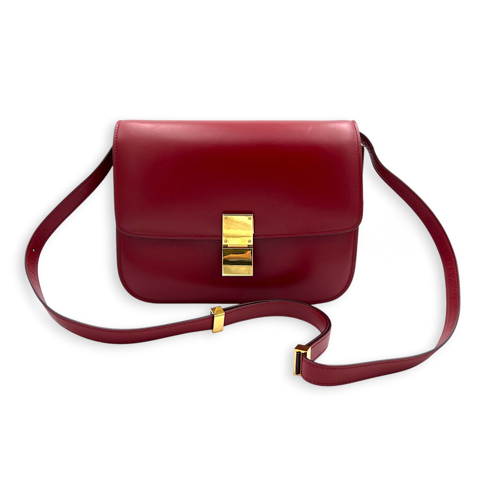 Box Shoulder Bag Red, Gold hardware