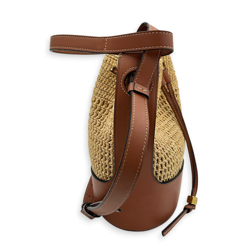 Hammock Shoulder Bag Small Natural/Tan in Raffia, Gold hardware
