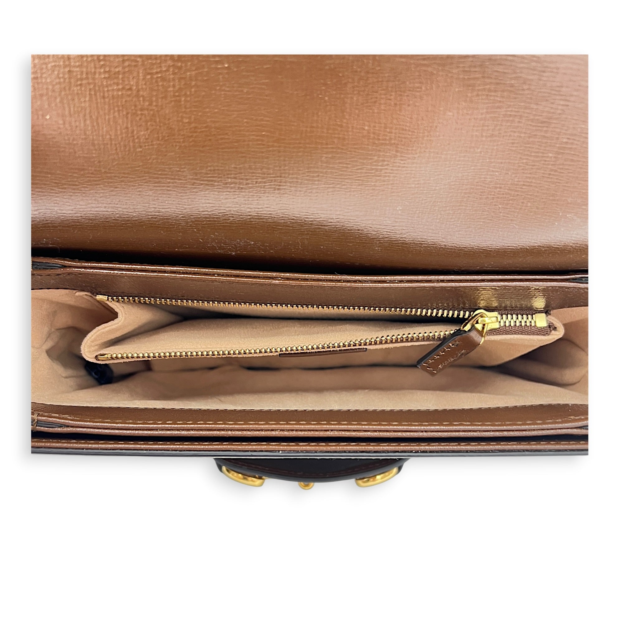 Horsebit 1955 Shoulder Bag Small Beige Ebony, Gold hardware