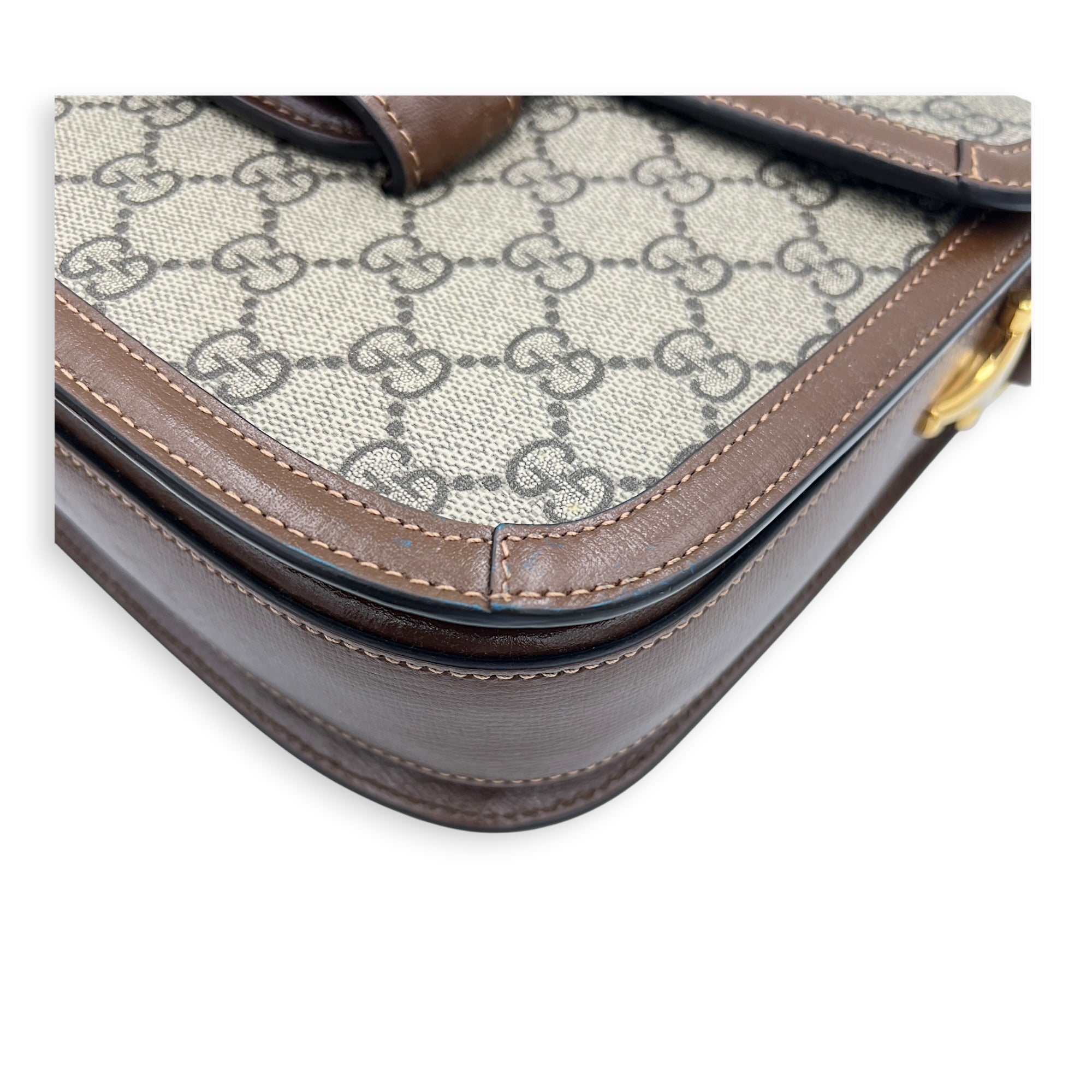Horsebit 1955 Shoulder Bag Small Beige Ebony, Gold hardware
