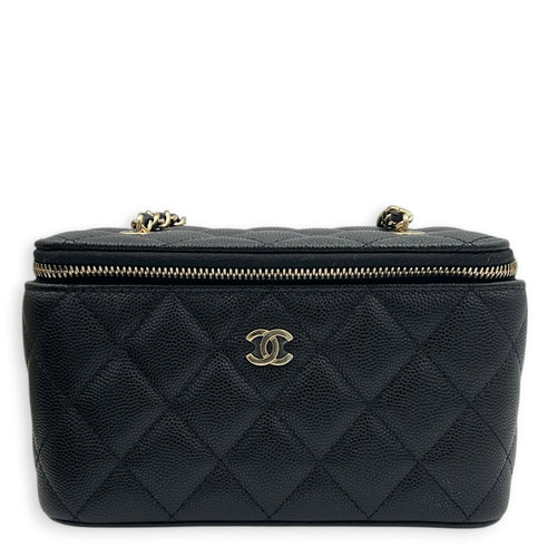 Vanity Vanity Bag Small Black in Caviar Leather, Light Gold hardware