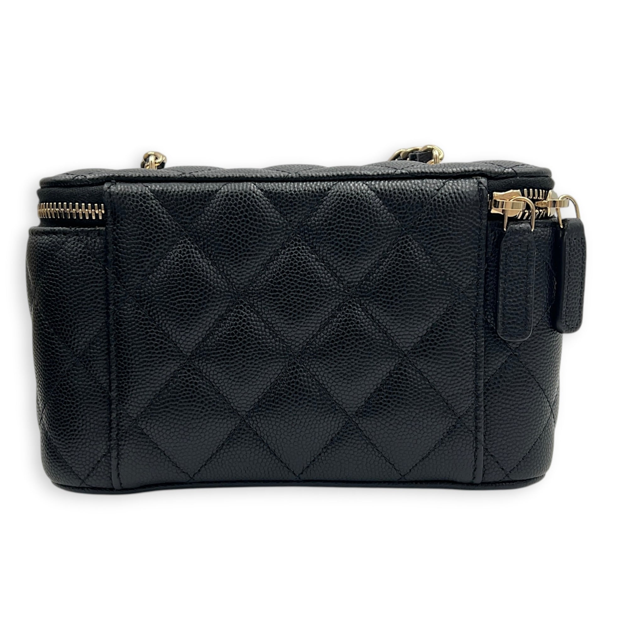 Vanity Vanity Bag Small Black in Caviar Leather, Light Gold hardware