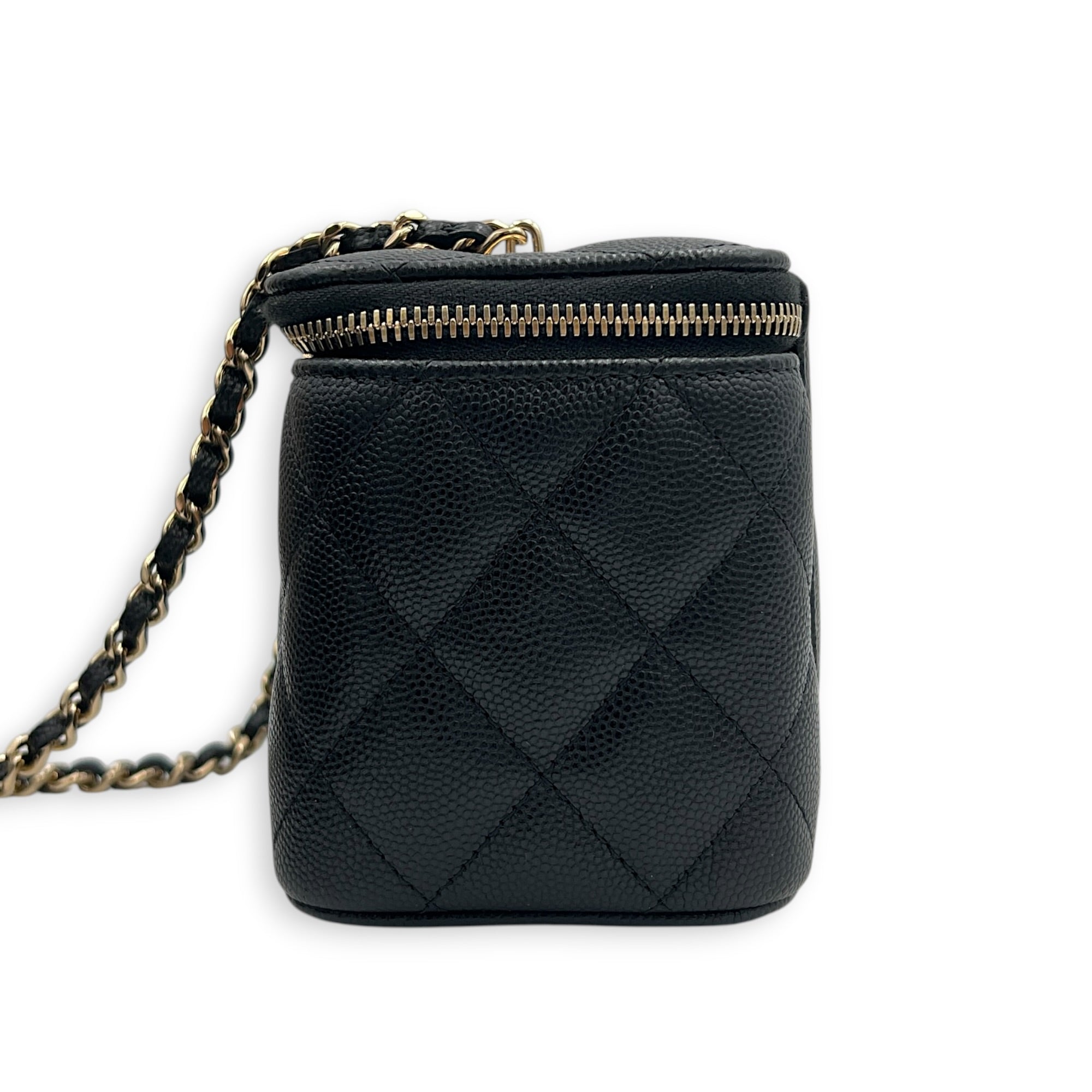 Vanity Vanity Bag Small Black in Caviar Leather, Light Gold hardware