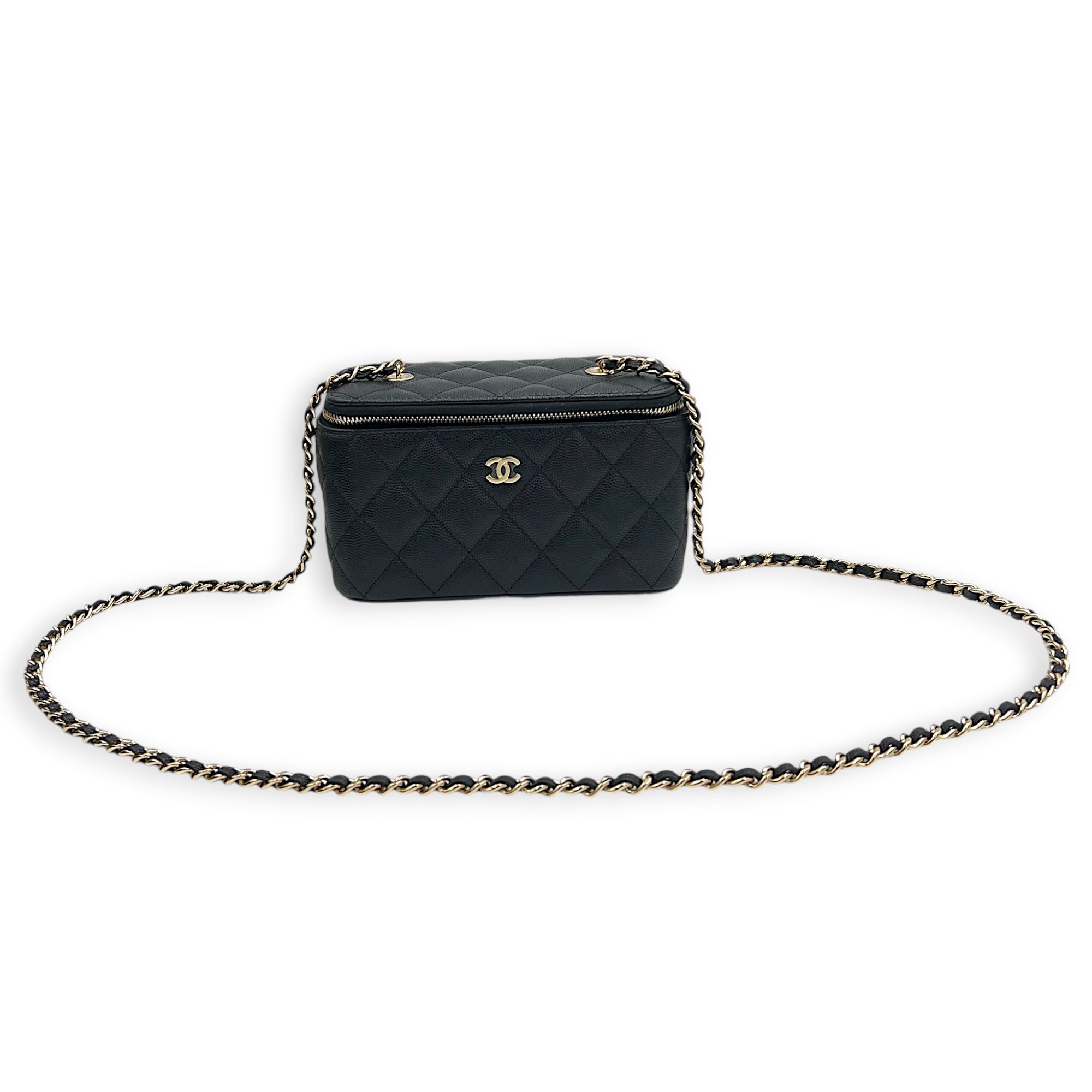 Vanity Vanity Bag Small Black in Caviar Leather, Light Gold hardware