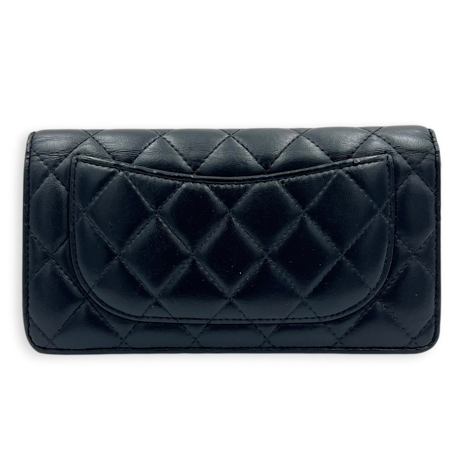 CC Wallet Black in Lambskin, Silver hardware